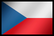 A rectangular flag of the Czech Republic. A blue triangle covers, from the left edge to about the first third, a white stripe on top and a red stripe on the bottom.